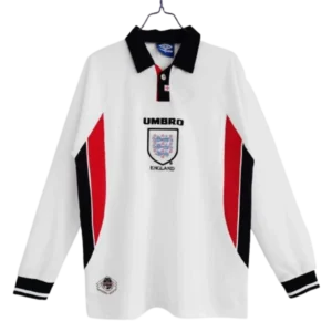 1998 England World Cup Home Retro Jersey Long Sleeve #7 BACKHAM #20 OWEN
