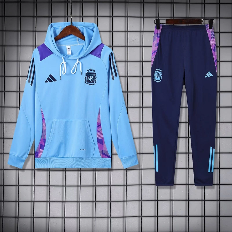 Adidas Argentina Nation 2024-25 Hooded Blue Training Tracksuit Kit - 图片 2