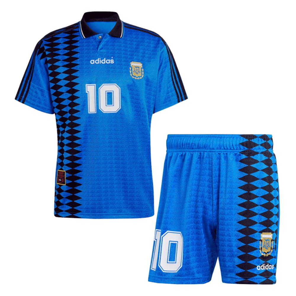 Retro Argentina Nation Jersey #10 Away Soccer Uniform Kids And Adult Kit 1994